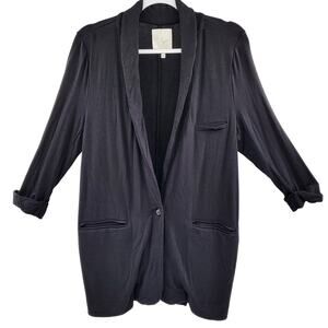 Joie Black Long Line Soft Cotton Long-Sleeved Blazer Cut Cardigan Sweater Size M